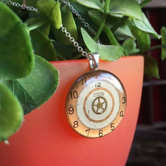 Handmade watch face necklace pendant - Picture 2 of 8